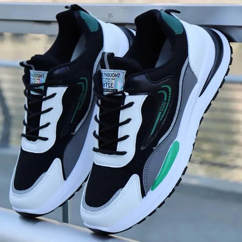 Men's Comfortable Breathable Running Shoes Light Weight Polyester Upper Material Stylish Lace-Up for Sports Leisure Walking