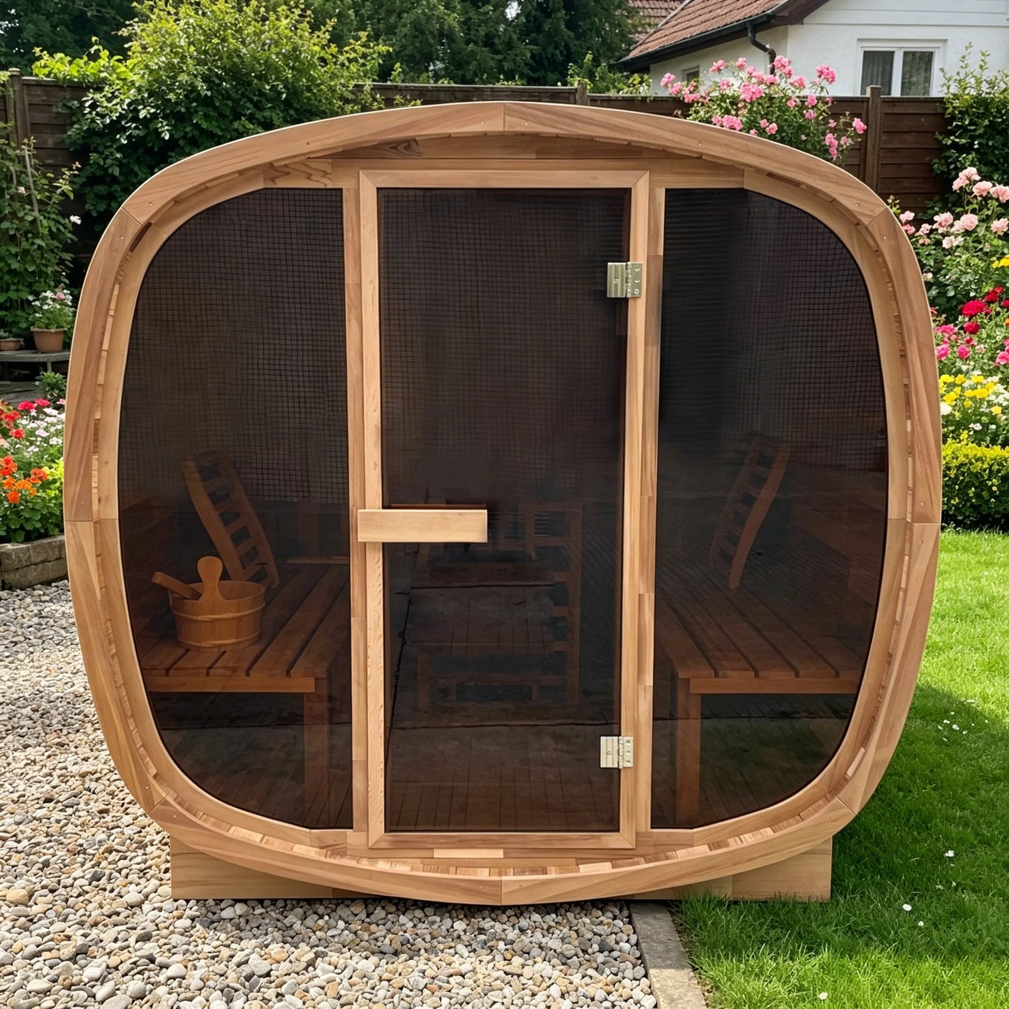 Popular Outdoor Cedar Solid Wood Cube Sauna Traditional Finnish Sauna Steam Heated for comfort and Relaxation