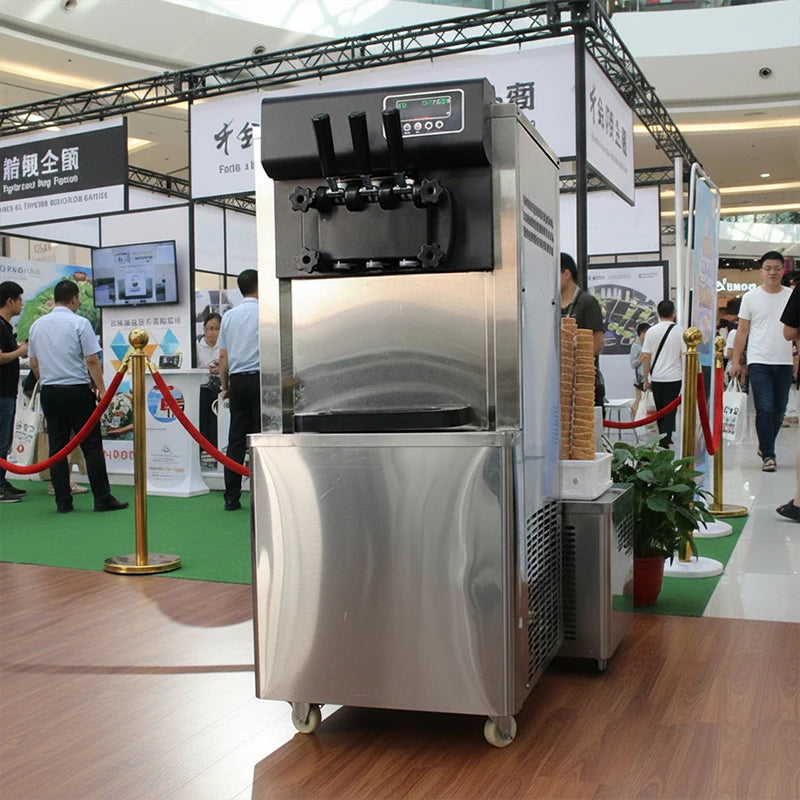 High Capacity Soft Ice Cream Machine Floor Standing Ice Cream Maker 3 Flavors for Supermarket Fast Production Hot Sale
