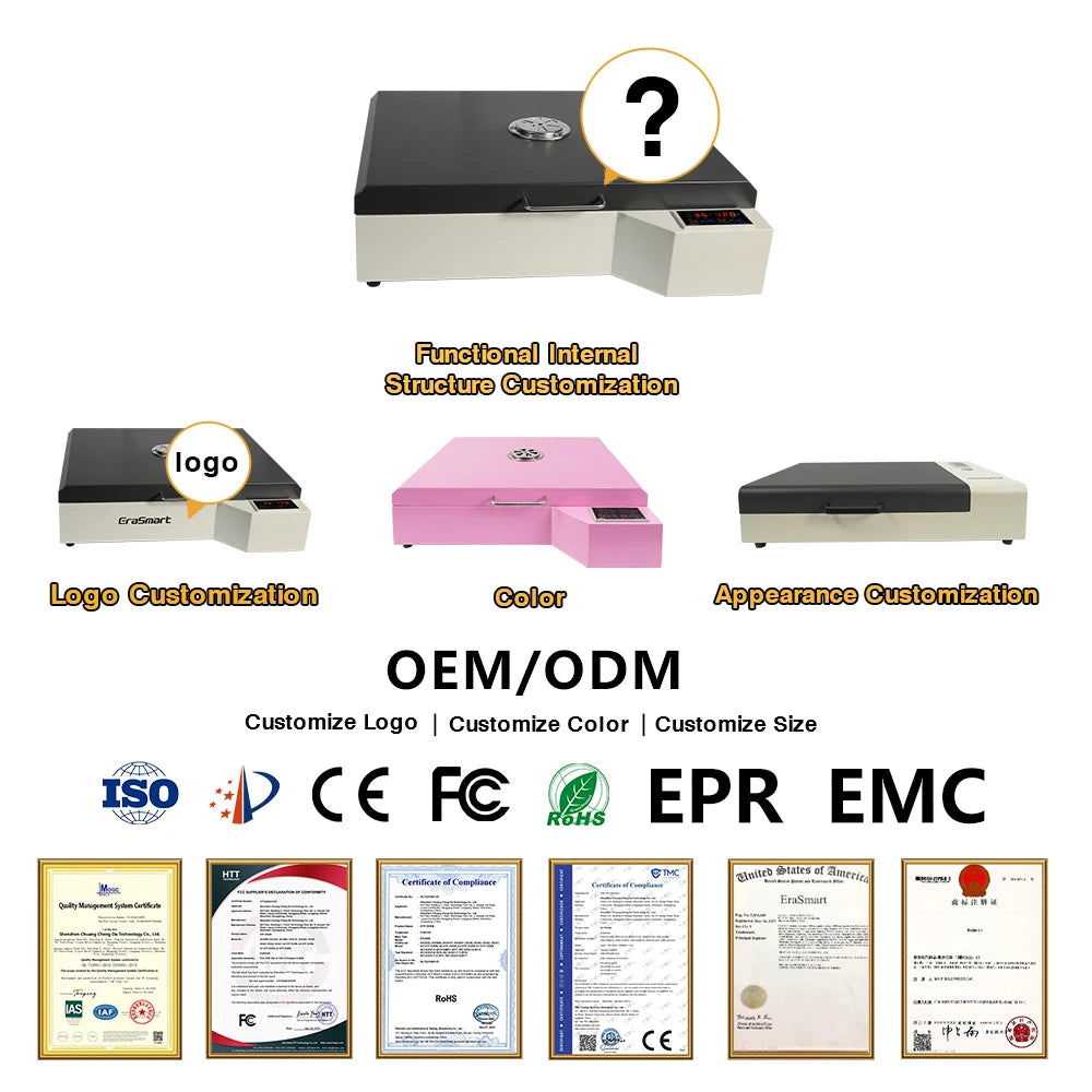 Erasmart Digital A3 A2 Desktop Pet Film T Shirt DTF Printer Powder Dryer Heat Curing Drying Oven DTF Oven with Air Purifier