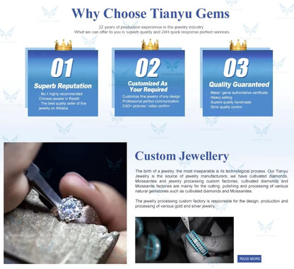 Tianyu Gems Moissanite Pinky Ring Silver Jewelry Men Half Eternity 925 Sterling 18k Gold Plated VVS Moissanite Women Ring