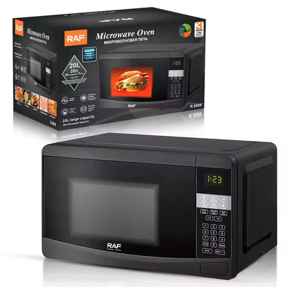 20L High Quality Mechanical Timer Control Microwave Oven Household Use Black Glass Housing 800W A+ Energy Efficient Touch