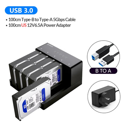 ORICO 5 Bay USB 3.0 to SATA 2.5/3.5 Inch HDD Docking Station Hard Drive Enclosure with Offline Clone HDD Case Plug and Play