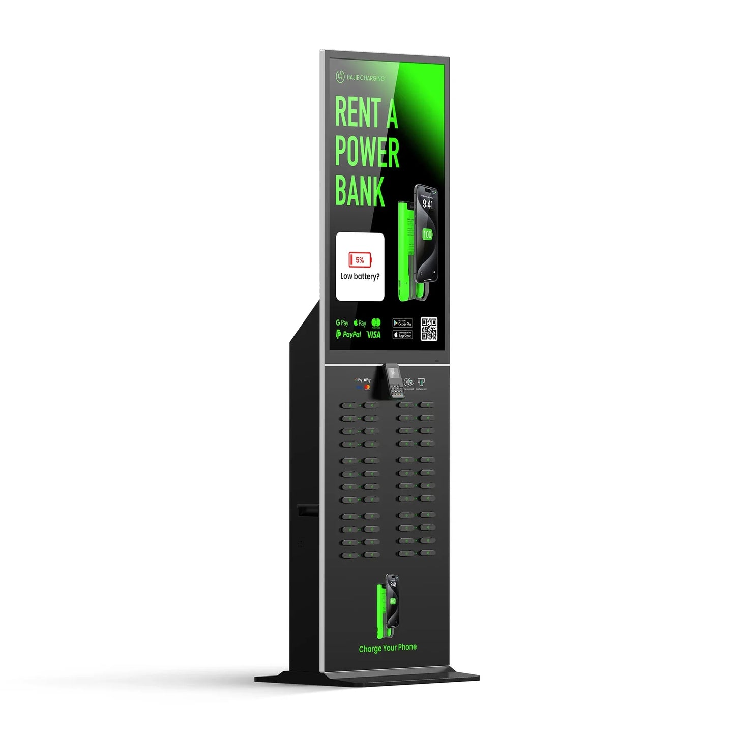 Large Vending Machine Mobile Power Kiosk 48 Slots Shared Mobile Power Station Restaurant Coffee Shop Easy to Rent and Use