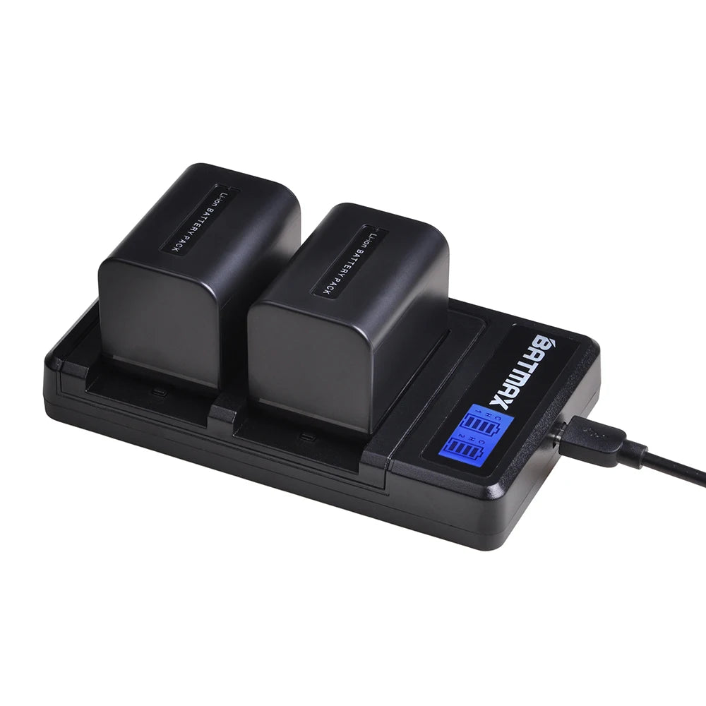 2500mAh NP-FV70 NP FV70 Battery + LCD Dual USB Charger for Sony NP-FV70 NP-FV90 NP-FV100 FV120 HDR-SR68 DCR-SX85 DCR-S