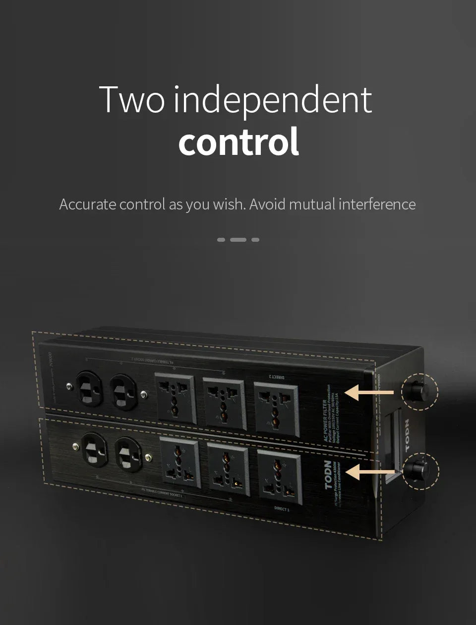 TODN Audio Noise AC Power Filter Power Conditioner Power Purifier Surge Protection with EU Outlets Power Strip