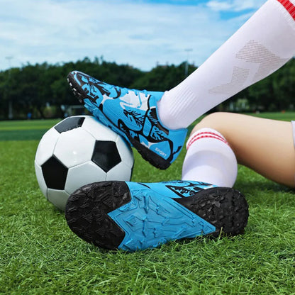 Men Anti Slip Soccer Spikes Shoes Wholesale High Top Youth Football CLeats Boots Artificial Turf Soccer Shoe