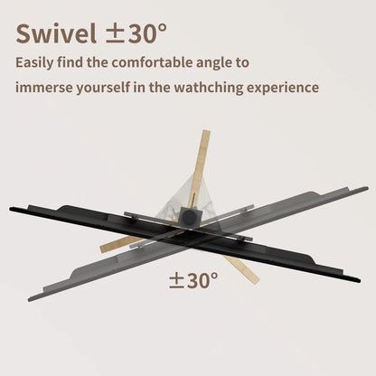 Wood Corner Tripod TV Stand for 40-75 Inch Swivel Height Adjustable with Sintered Stone Shelf