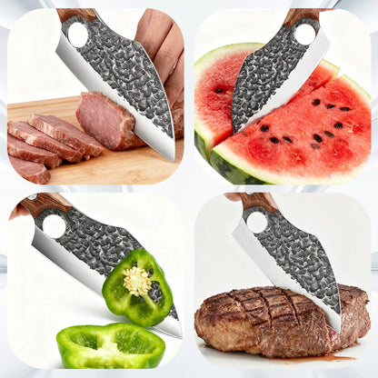 3 PCS Kitchen Knives Set Meat Cleaver Chef Knife Set Chopping & Slicing & Boning Japanese Knife Heavy-Duty  Butcher Knife