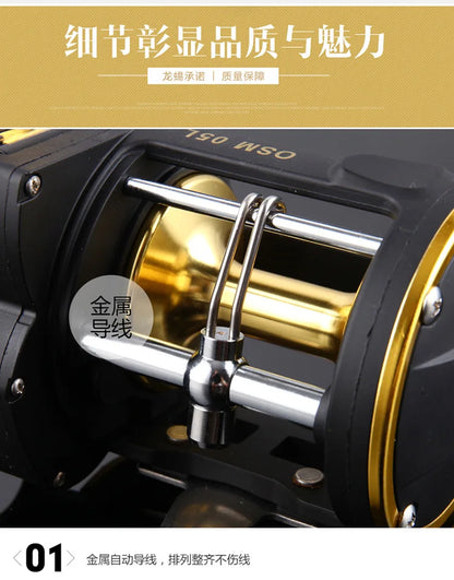 Wholesale 2+1 6.0:1 Metal Spool Saltwater Fishing Drum Reels With Line Counter Spinning Fishing Jigging Reels