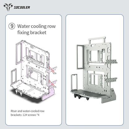 Socooler New Model ATX Chassis Aesthetic Desktop Case RTX 3070 Ti GPU Support Water Cooling Aviation Aluminum Rack Type Stock
