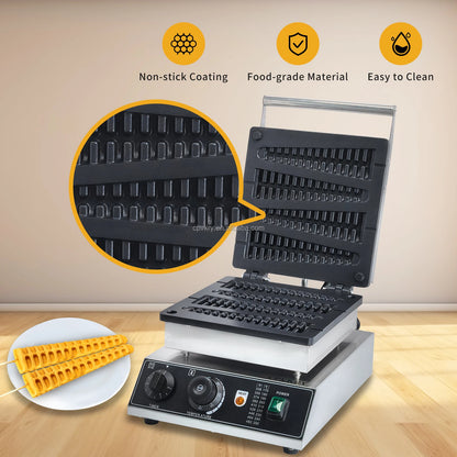 Commercial 1750W Christmas Tree Shaped Non-Stick Waffle Maker Easy to Operate Temperature Adjustable Snack Machine New Condition