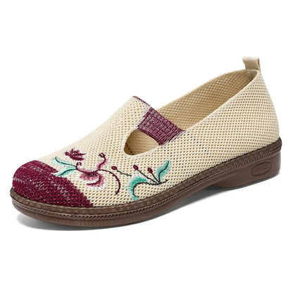 Comfortable Women Casual Embroidered Linen Shoes Vintage Cozy Breathable Lily Fisherman Shoes Sandals