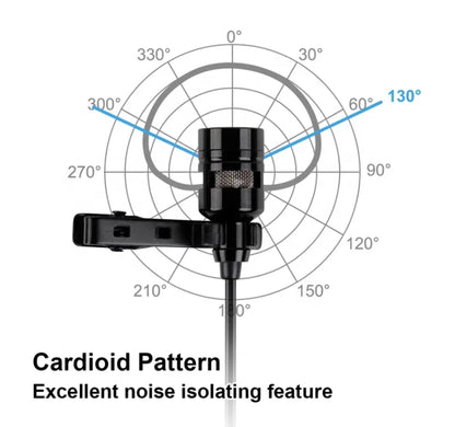 Fifine Mini USB Lapel Mic for Online Teaching Recording Clip-on Cardioid Condenser Lavalier Microphone for PC Laptop K053