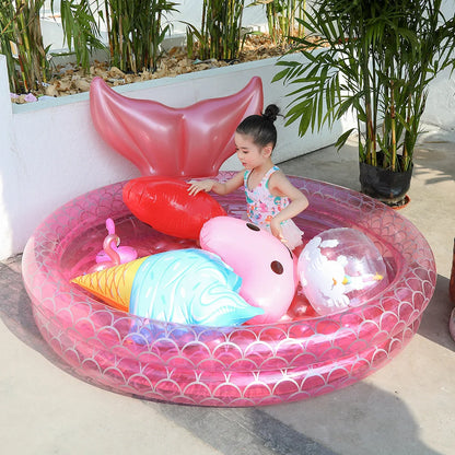 Ins Thickened PVC Inflatable Mermaid Pool Household Baby Toddler Swimming Pool, Ocean Ball Pool