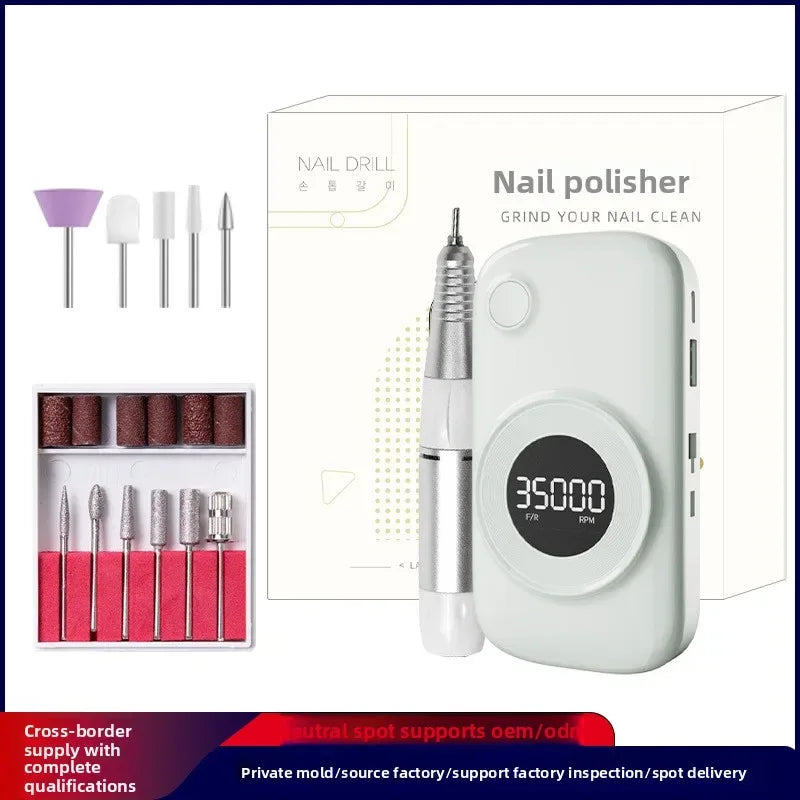 35000 Rpm 5000 MAh Battery Professional Nail Nail Removal Machine Polishing Portable Electric Nail File with Grinding Head