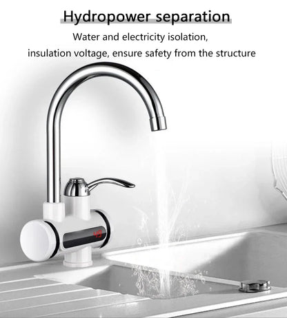 DMWD Electric Instant Hot Water Faucet Stainless Steel Water heater with LED Temperature Display Tankless Tap For Kitchen shower