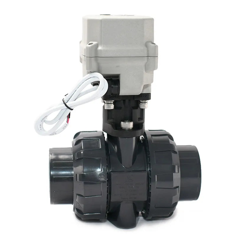 1-1/2'' DN40 BSP/NPT/Non-thread UPVC True Union Motorized Ball Valve 12-24VDC & 24VAC 110-230VAC Auto Return Failsafe by PDG ibma
