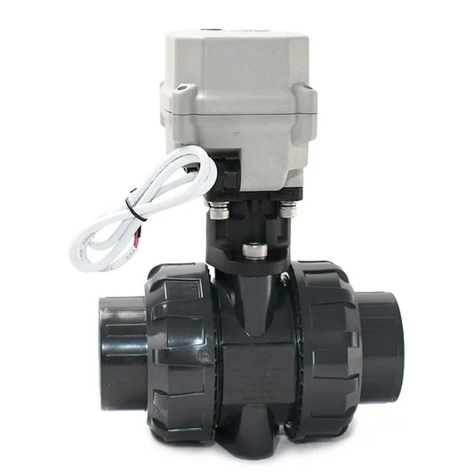 1-1/2'' DN40 BSP/NPT/Non-thread UPVC True Union Motorized Ball Valve 12-24VDC & 24VAC 110-230VAC Auto Return Failsafe by PDG ibma