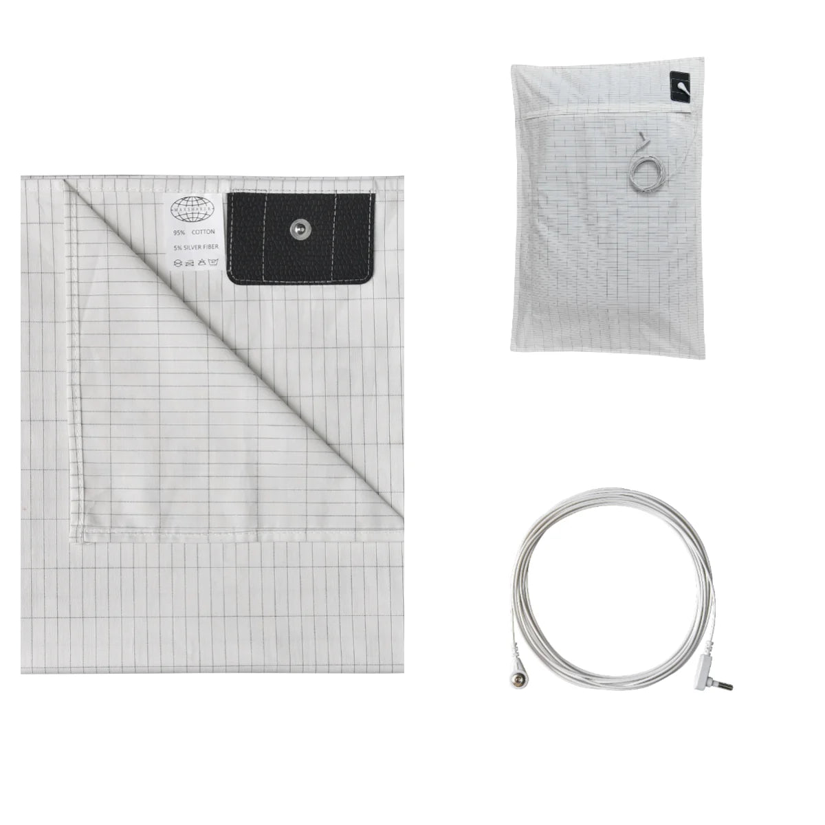 Queen & King Size Silver/Cotton Woven Earthing Grounding Sheets with 15 Ft Cord Flat Design for Better Sleep and US Sockets