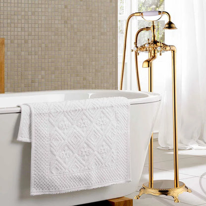 Freestanding Floor Mounted Shower Bathtub Faucet with Dual Handle Brass Construction Modern Design Hotel Use Bronze Finish