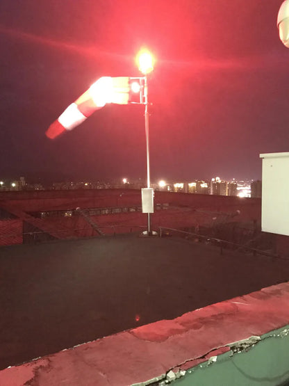 Wind Directional Indicator for a Helipad or Airport Heliport Wind Cone with Obstruction Light