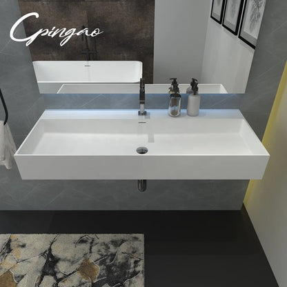 Cpingao New Design High Quality White Solid Surface Hand Wall Hung Wash Basin for Home Hotel