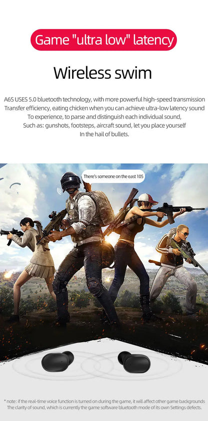 VALDUS BT 5.0 A6S TWS Boat Wireless in Ear Gaming Earphone Noise Cancelling Mini Sport Waterproof Earbuds Headphones