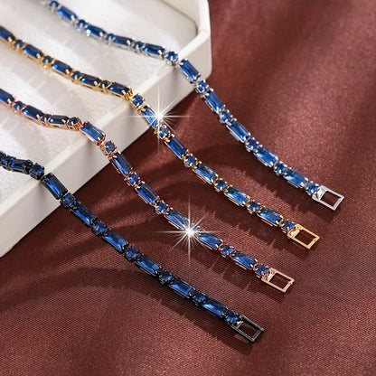 Unique Deep Blue Synthetic Zircon (synthetic Cubic Zirconia) Vintage Bracelet | for Women, Delicate Everyday Versatile