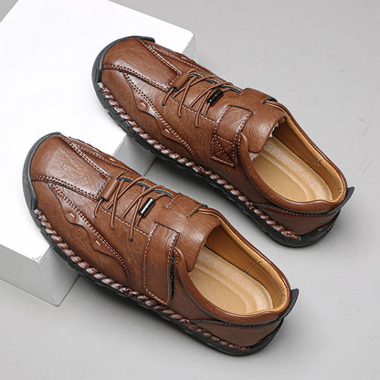 Cross-Border Super Fiber Leather Upper Men's Casual Sports Walking Style Shoes Large Size with New Fashion Soft Comfortable