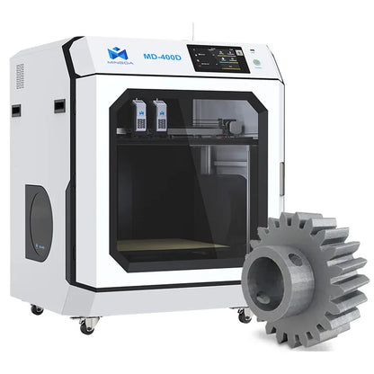 MD-400D Industrial 3D Printer Imprimante Impresora Idex Dual 400mm New Condition FDM Includes Extruder Nozzle PLA Nylon Printing