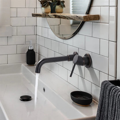 Oil Rubbed Bronze Bathroom Faucet Cold Hot Water Tap Wall Tap Single Handle Faucet for Bathroom Sink,Wall Mount Bathroom Faucet