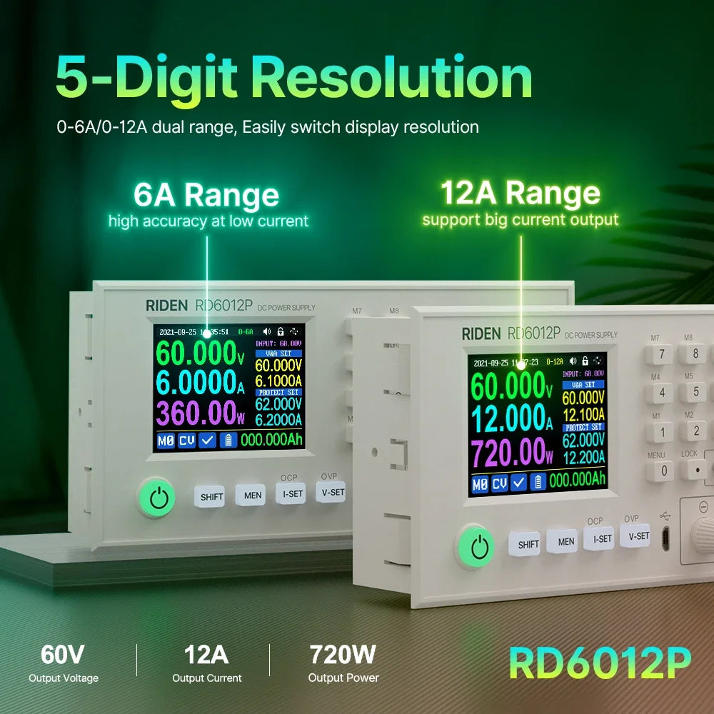 JIT RD RD6012PW DC DC Digital Control Variable Step Down 60V 12A Converter Adjustable Power Supply Battery Charging Device