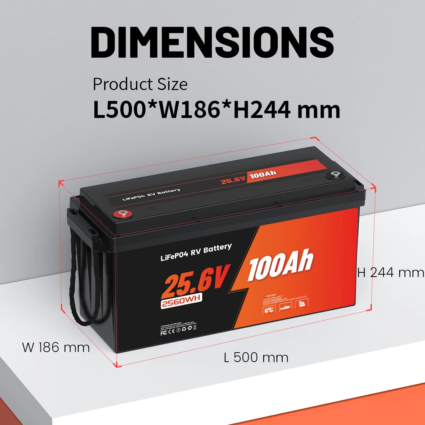 ESG US Stock LiFePo4 Battery Pack 12.8V/25.6V 100Ah 200AH Smart BMS 6000 Cycles Rechargeable Lithium Battery Pack ABS Case