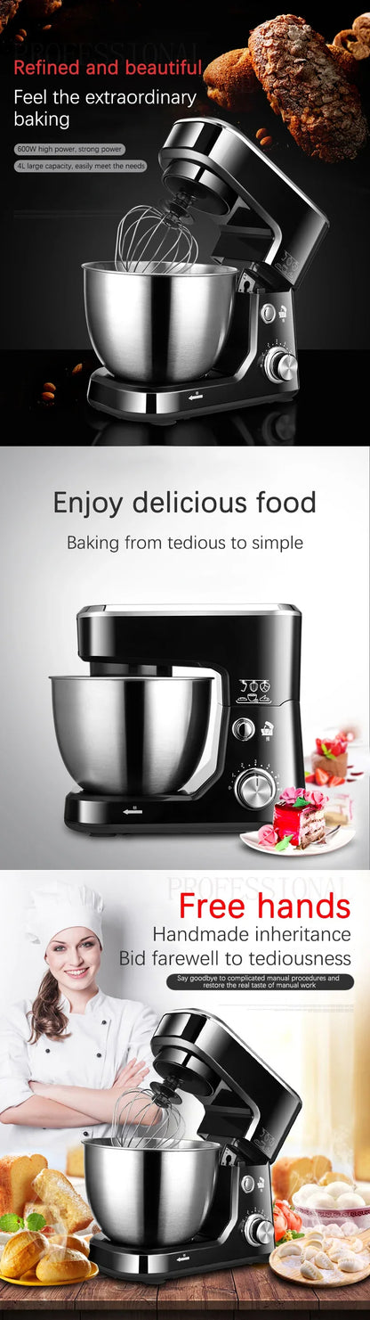 AC220-240V 50-60HZ 600W POWER 4L bowl Powerful home use mini food mixer hand mixer stand mixer Polupar Dough Cream Mixer muliuse
