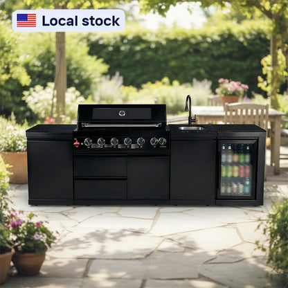 7 Days Fast Delivery Youya Hot Sale Black 85000BTU Propane/Natural Gas Grill Modular Outdoor BBQ Kitchen Set for Balcony