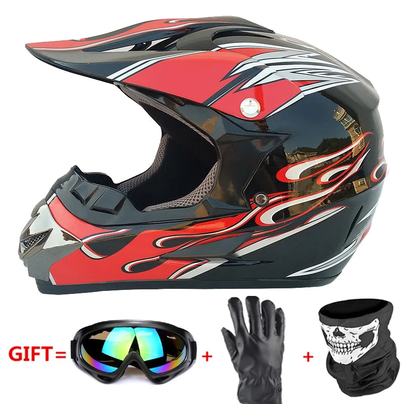 Professional Racing Casco Moto Off Road Helmet ATV Dirt Bike Downhill MTB DH Capacete Motocross Helmet With Mask Gloves Glasses