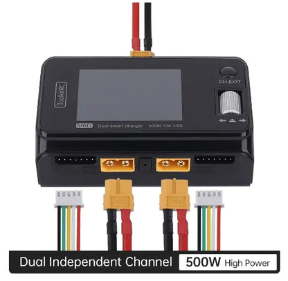 Toolkitrc M6D 500W 15A DC Dual Channel Mini Smart Charger Discharger Plastic Power Supply 1-6S Lipo Battery FPV Drone RC Remote