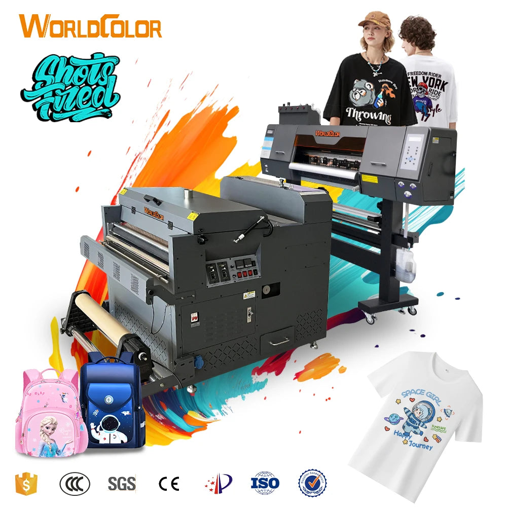Worldcolor DTF T Shirt Printer Machine 70cm Width Direct Film I3200A1 4720 XP600 Heads 2 Pieces White Ink Tpye Pump Motor