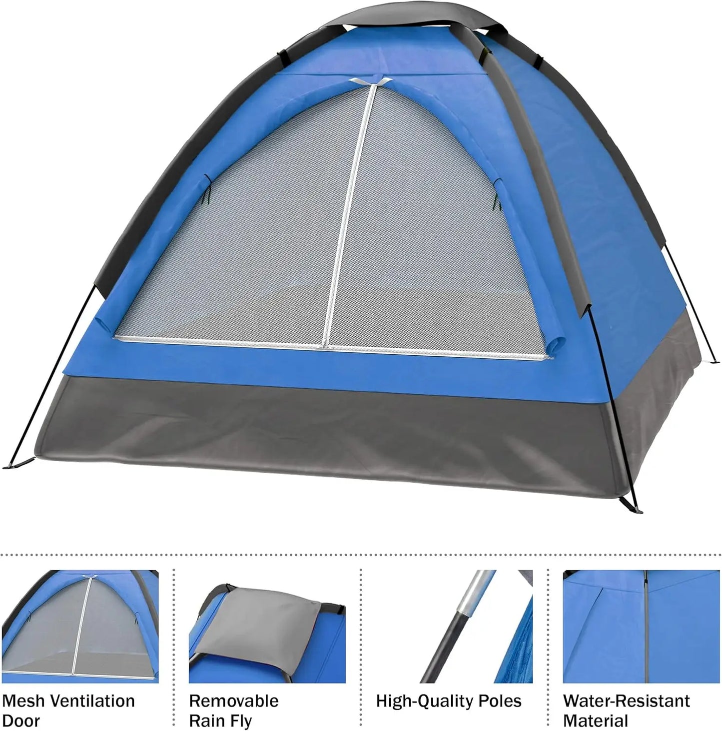 Wakeman Outdoors 2-Person Lightweight Camping Tent One Bedroom Portable Rain Fly Carrying Bag for Outdoor Backpacking Hiking