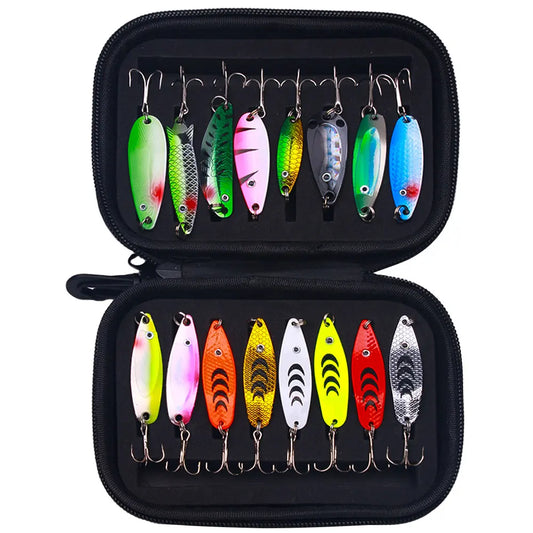 16pcs Spinners Lure Set Baits Set With Tackle Bag Trout Bass Salmon Pike Walleye Fishing Lures by PDG ibma