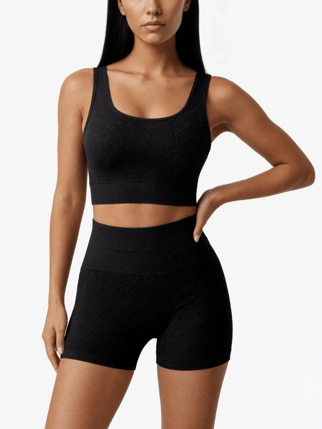 2Piece Workout Sets for Women Seamless High Waist Yoga Shorts With Sports Bra Outfits