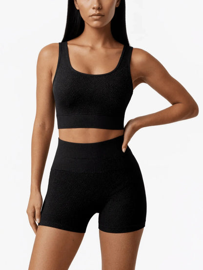 2Piece Workout Sets for Women Seamless High Waist Yoga Shorts With Sports Bra Outfits