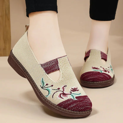 Comfortable Women Casual Embroidered Linen Shoes Vintage Cozy Breathable Lily Fisherman Shoes Sandals