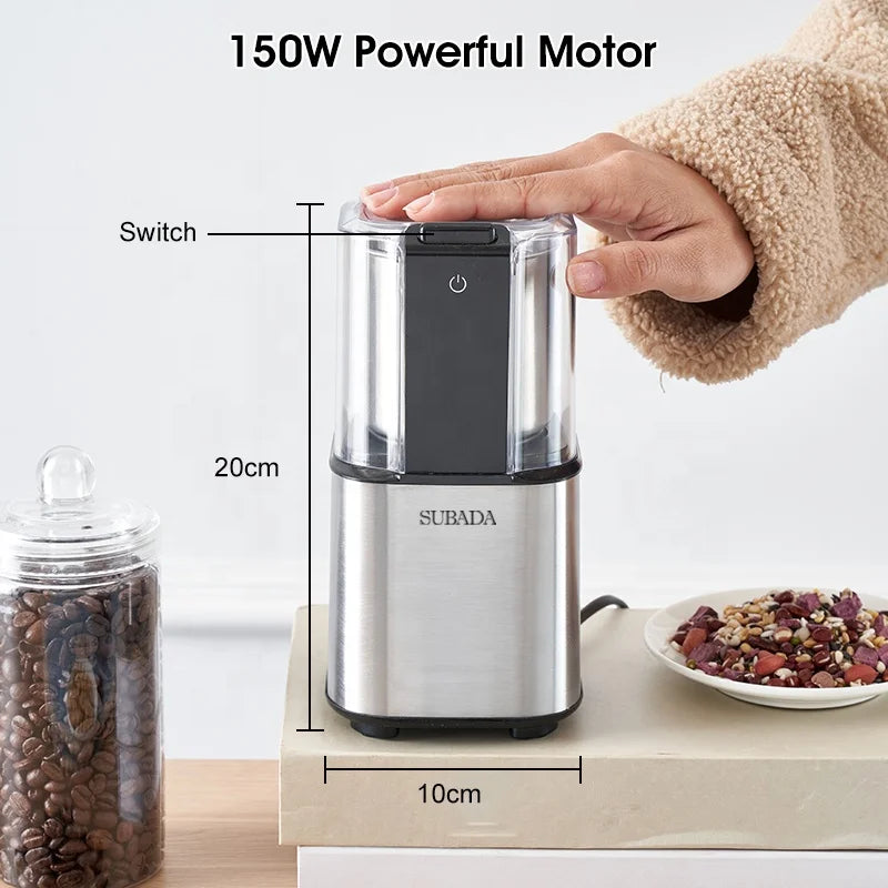 New Household Coffee Bean Grinder Stainless Steel Portable Nut Grains and Dry Spice Herbs Grinder Small Automatic Grinder