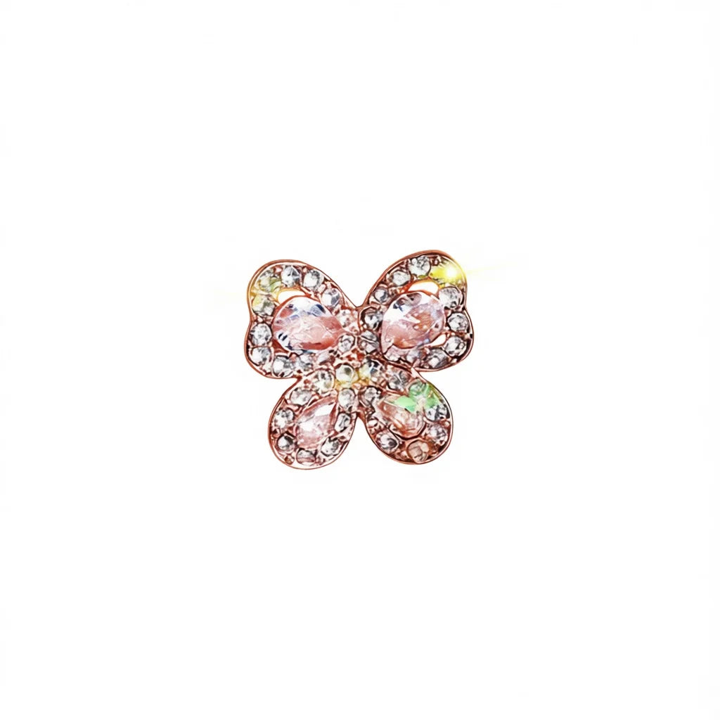 Rose Gold Flower Crystal Earrings Women's Romantic Party Jewelry Circling Setting White