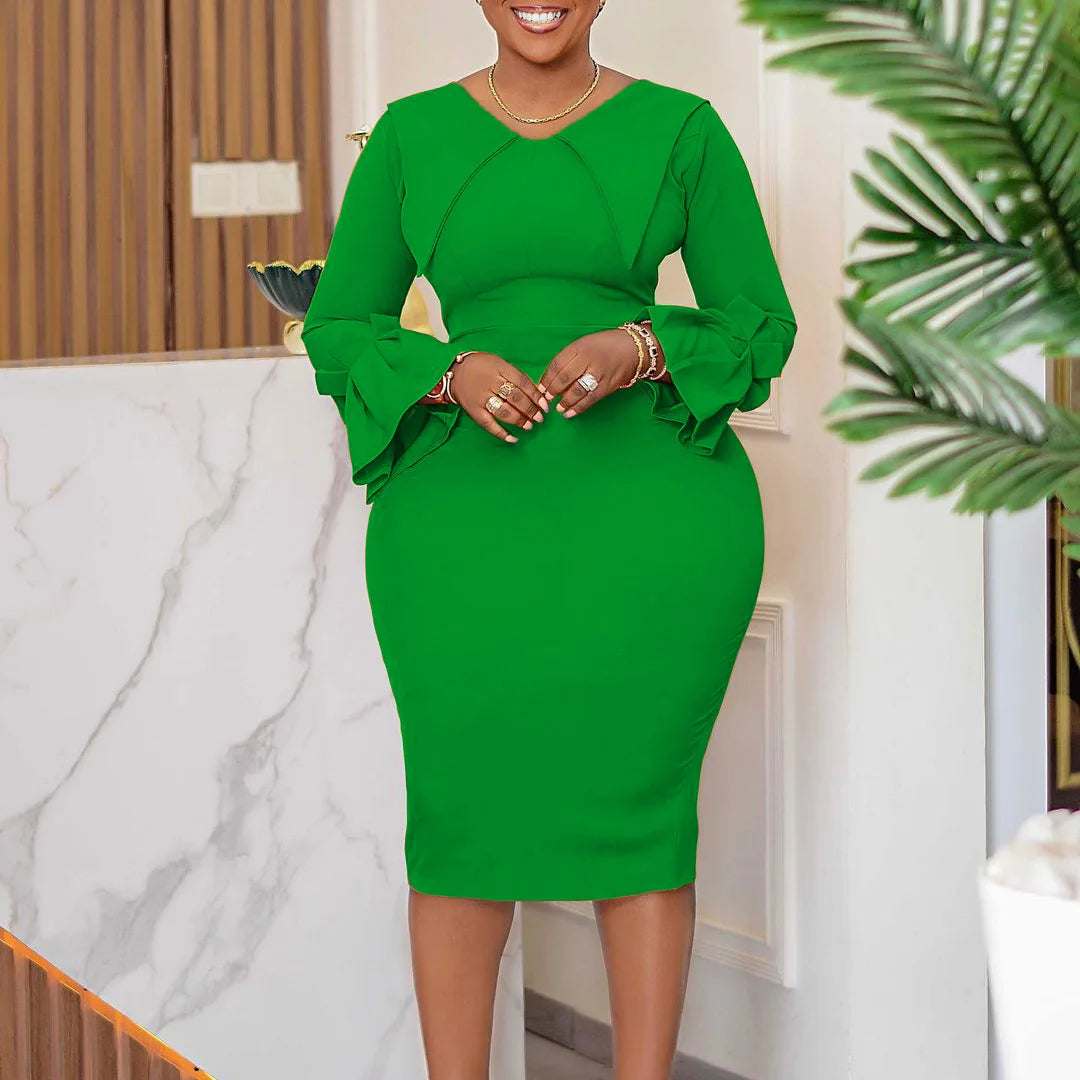 D3201 Foreign Trade Plus-size Women's Dress Fashion Temperament Tongle Professional Bag Pencil Skirt African