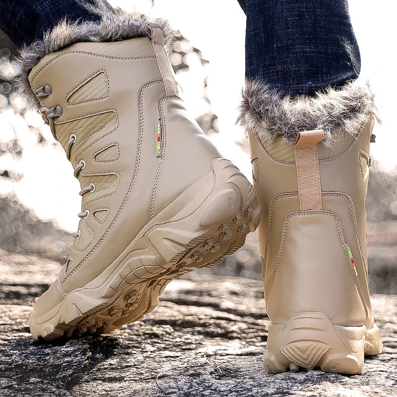 Winter Waterproof Men Boots Plush Super Warm Snow Boots Men Sneakers Ankle Boots Outdoor Men's Desert Boots Botas Hombre