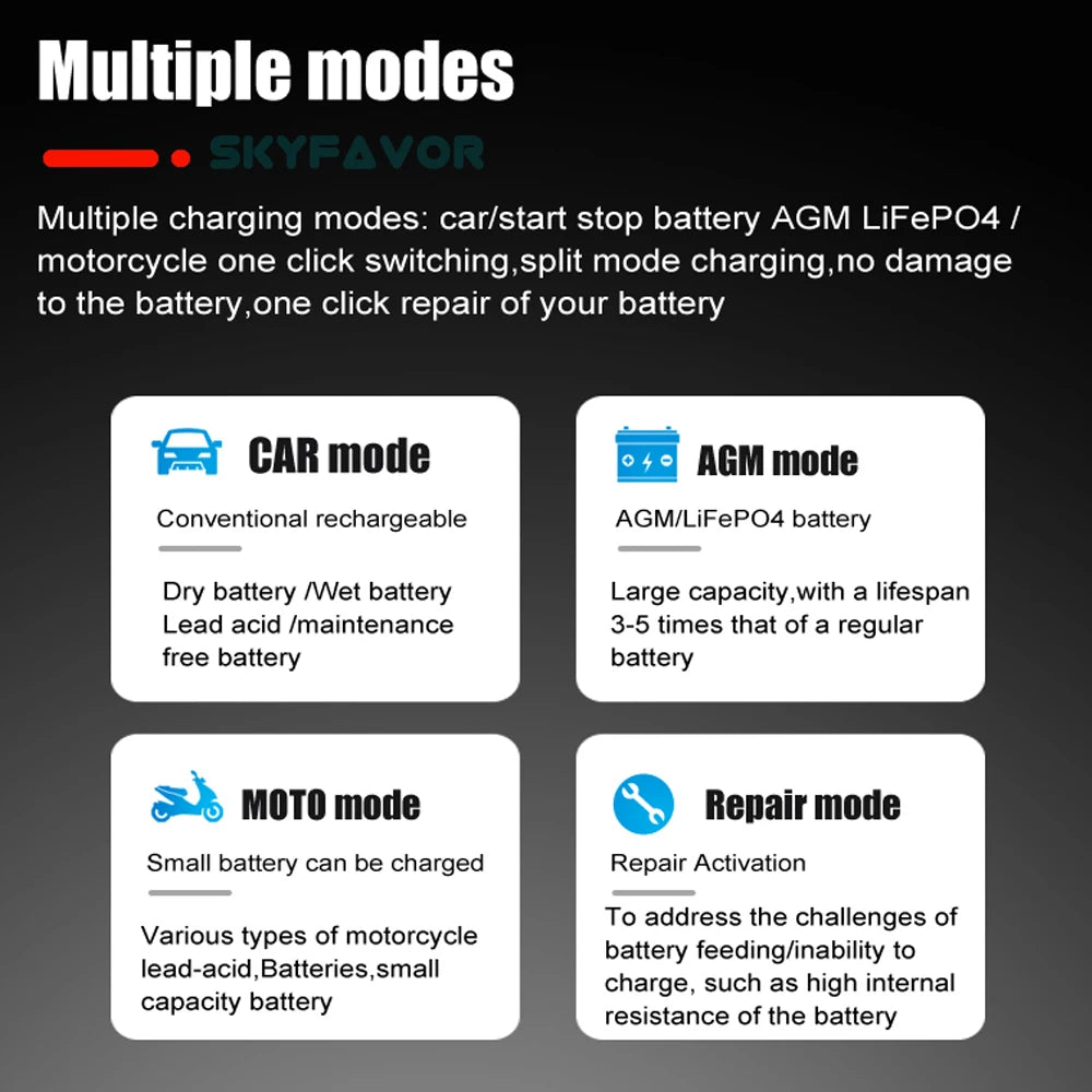 Lifepo4 Lead Acid Car Battery Charger 12V 24V 20A Fast Automatic Gel Agm Maintenance-free Deep Cycle Lead Acid Battery Charger