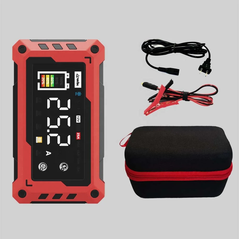 Automatic Universal Motorcycle Car Battery Charger 12V 24V 25A Adjustable Current  9-stage Battery Charger with Car Booster